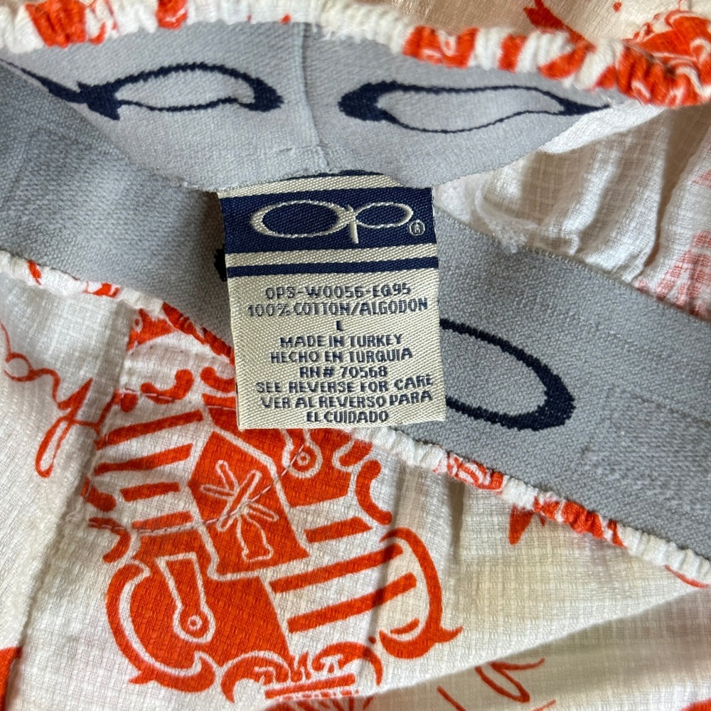 Ocean Pacific OP Mens Hawaiian Print Cotton Shorts Orange Cream Large Waikiki - Picture 2 of 7